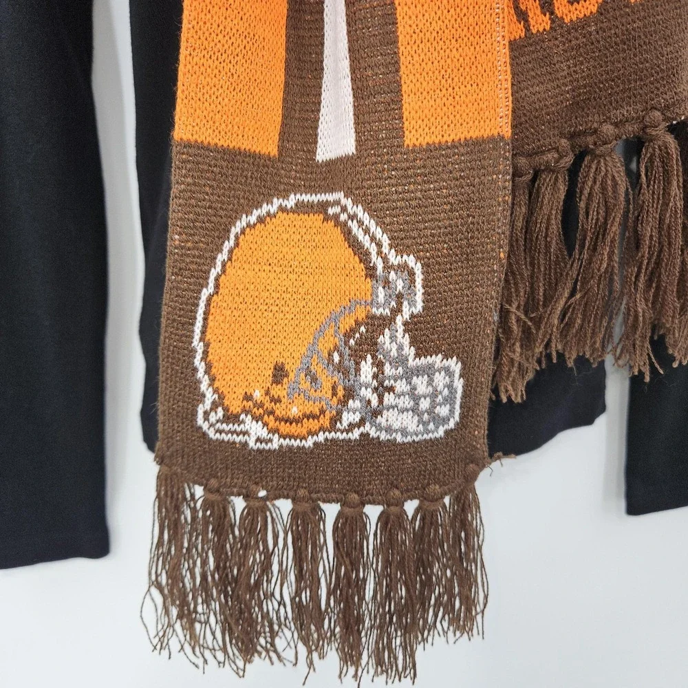 Cleveland Browns Scarf Mens Brown Orange NFL Football Knit Fringe Winter Warm‎